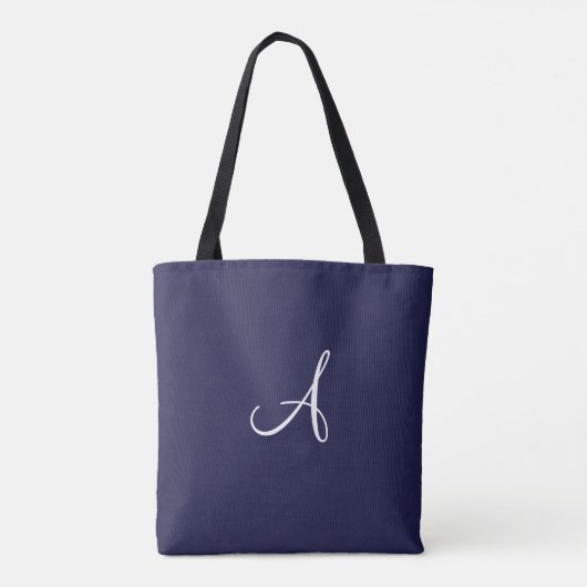 Monogramme A en blanc sur Sac fourre-tout bleu mar (Dos)