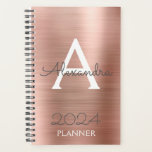 Monogramme à étincelle rose Rose 2024<br><div class="desc">2024 Rose Gold - Blush Pink Sparkle Metallic Monogramme Nom et planificateur initial de Carnet Spiral. Cela rend le cadeau parfait pour 16 ans,  mariage,  douche nuptiale,  anniversaire,  baby shower ou bachelorette pour quelqu'un qui aime le luxe glam et les styles chic.</div>