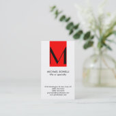 Monogramme à la mode Rouge Blancs Carte de visite (Debout devant)