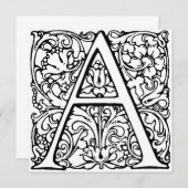 Monogramme A Modèle floral noir et blanc initial (Devant / Derrière)