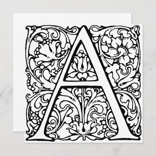 Monogramme A Modèle floral noir et blanc initial (Devant / Derrière)