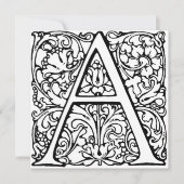 Monogramme A Modèle floral noir et blanc initial (Devant)