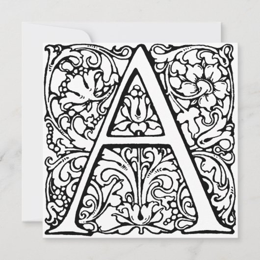 Monogramme A Modèle floral noir et blanc initial (Devant)