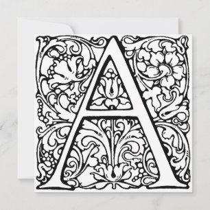 Monogramme A Modèle floral noir et blanc initial