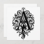 Monogramme A Modèle floral noir et blanc initial (Devant / Derrière)