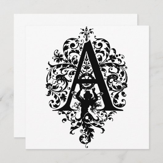 Monogramme A Modèle floral noir et blanc initial (Devant / Derrière)