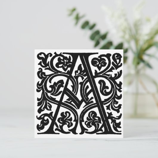 Monogramme A Modèle floral noir et blanc initial (Debout devant)