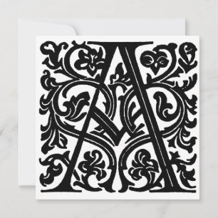 Monogramme A Modèle floral noir et blanc initial