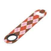 Monogramme à motif Argyle rouge rose et marron (Dos Angle)