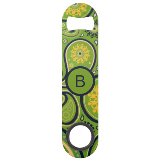 Monogramme à motif cachemire vert orné (Devant)