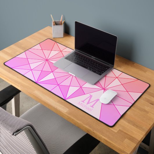 Monogramme à motif mosaïque triangle rétro rose ro (Bureau 2)