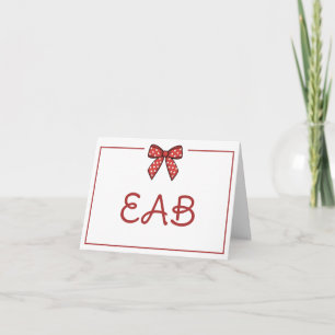 Monogramme à nœud papillon rouge et blanc Preppy a