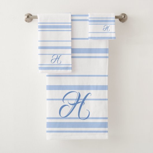 Monogramme à rayures bleu clair et blanc (En situation)