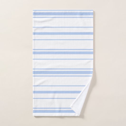 Monogramme à rayures bleu clair et blanc (Serviette à main)