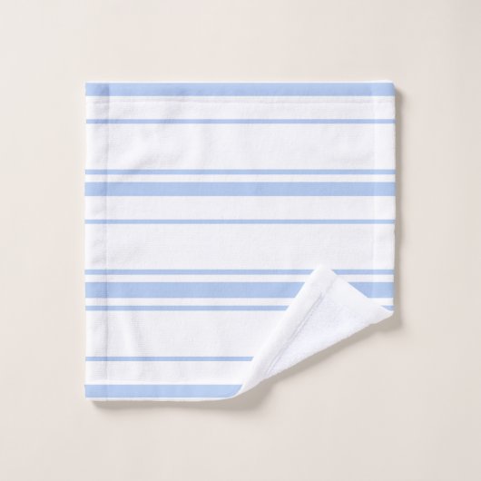 Monogramme à rayures bleu clair et blanc (Gant de toilette)