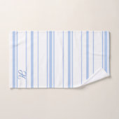 Monogramme à rayures bleu clair et blanc (Serviette à main)