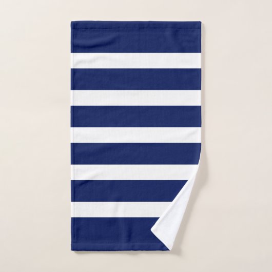 Monogramme à rayures bleu et blanc marine (Serviette à main)