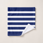 Monogramme à rayures bleu et blanc marine (Gant de toilette)