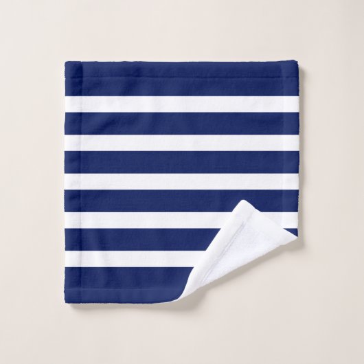 Monogramme à rayures bleu et blanc marine (Gant de toilette)