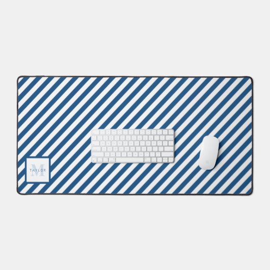 Monogramme à rayures bleues classiques (Clavier et souris)