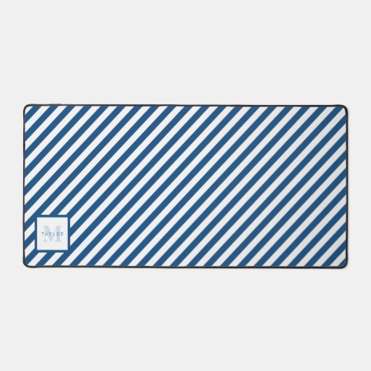 Monogramme à rayures bleues classiques (Recto)