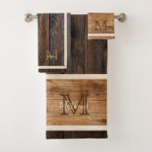 Monogramme à rayures de ton de bois rustique (En situation)