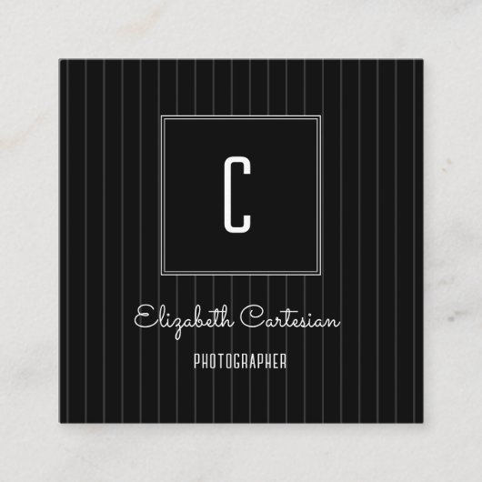 Monogramme à rayures modernes | Carte de visite no (Devant)