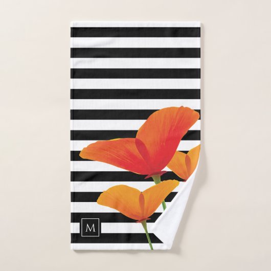 Monogramme à rayures noires chic (Serviette à main)