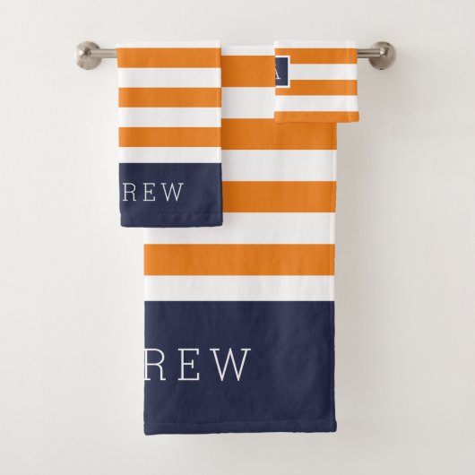 Monogramme à rayures orange et marine (En situation)