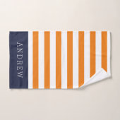 Monogramme à rayures orange et marine (Serviette à main)