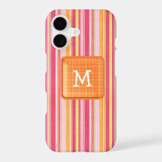 Monogramme à rayures orange et rose
