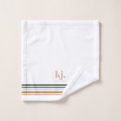 Monogramme à rayures rétro chic (Gant de toilette)