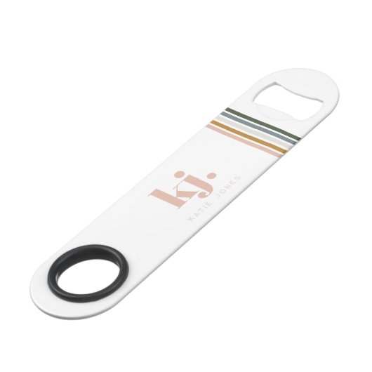 Monogramme à rayures rétro chic (Devant angulaire)