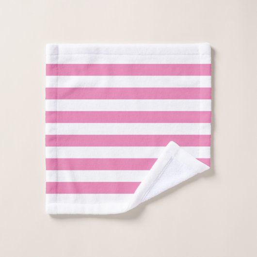 Monogramme à rayures rose et blanc (Gant de toilette)