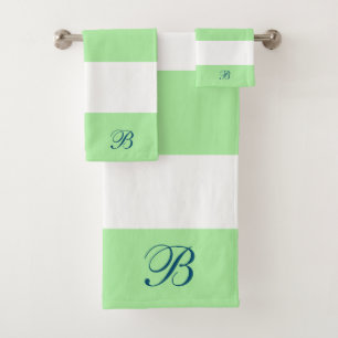 Monogramme à rayures vertes et blanches