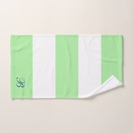 Monogramme à rayures vertes et blanches (Serviette à main)
