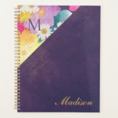 Monogramme à tendance florale jaune violet (Devant)