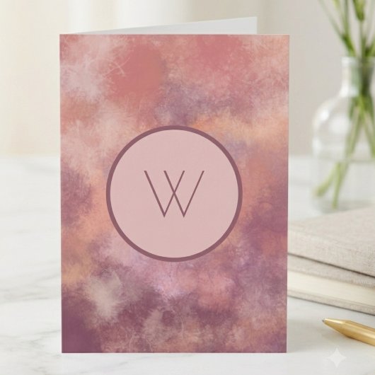 Monogramme Abstrait Aquarelle Rose Poussiéreuse