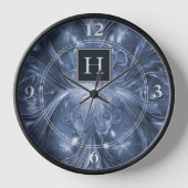 Monogramme Abstrait bleu Horloge (Recto)