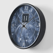 Monogramme Abstrait bleu Horloge (Angle)