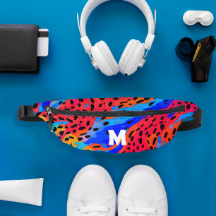 Monogramme Abstrait de Poster de animal rouge bleu