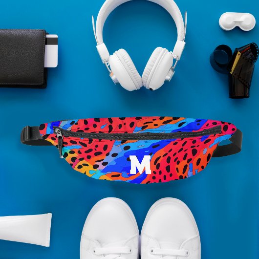 Monogramme Abstrait de Poster de animal rouge bleu