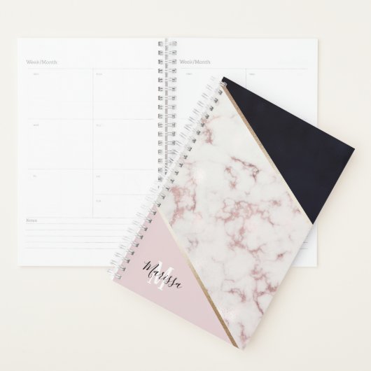 Monogramme Abstrait en marbre or Rose (Devant avec enveloppe)