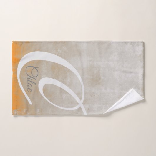Monogramme Abstrait gris-orange (Serviette à main)