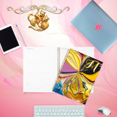 Monogramme Abstrait Liquifié 3D Purple Or