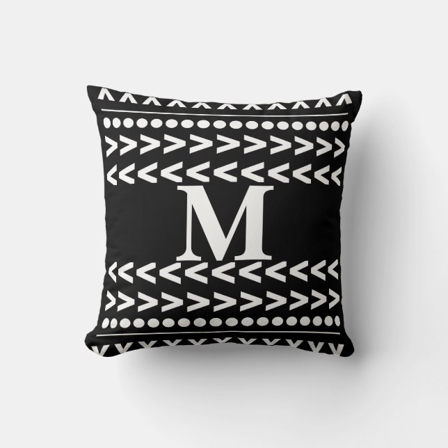 monogramme abstrait motif géométrique coussin mode (Recto)