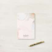 Monogramme abstrait rose vif moderne post-it n (Sur un bureau)