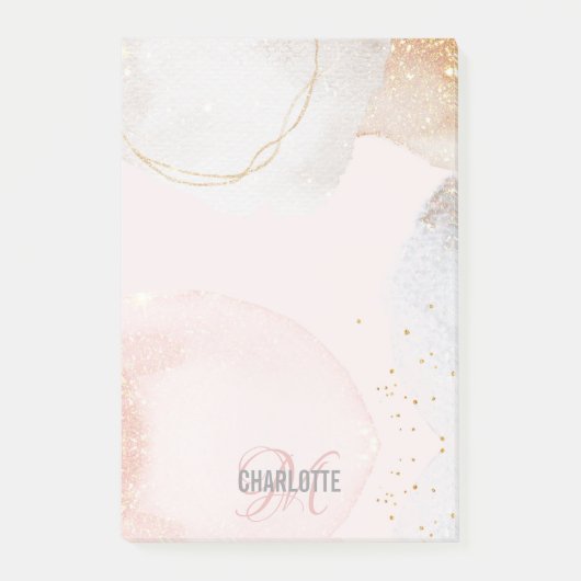 Monogramme abstrait rose vif moderne post-it n (Devant)