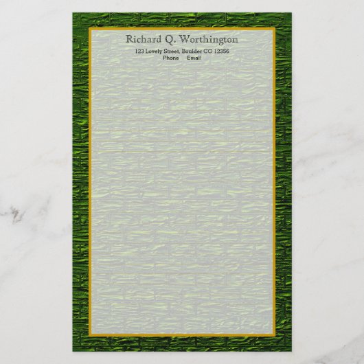 Monogramme Acier vert brique fine lin papeterie (Devant)