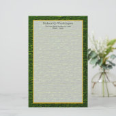 Monogramme Acier vert brique fine lin papeterie (Debout devant)